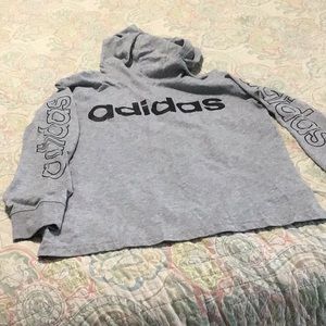 Hooded adidas long sleeved tee shirt